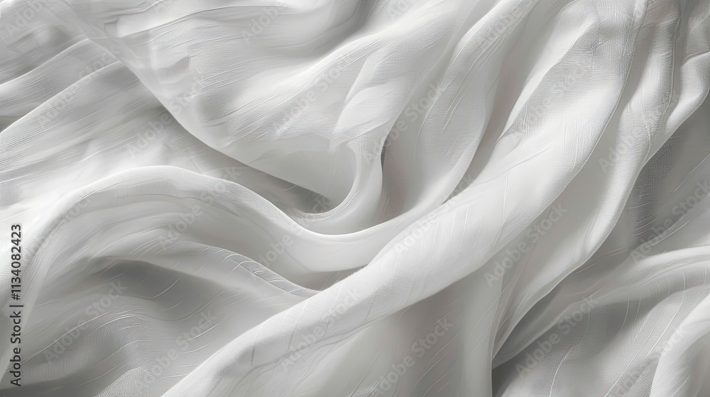 Fototapeta premium Smooth white fabric texture with flowing folds and gentle curves