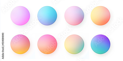 Color gradients, rounded shapes, vector graphics, simple design, a set of 8 colors on a white background