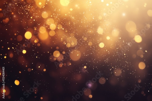 Golden Sparkles and Bokeh Light Background
