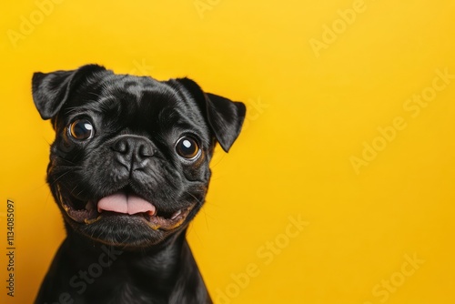 Wallpaper Mural Cute Black Pug Against Bright Yellow Background Torontodigital.ca