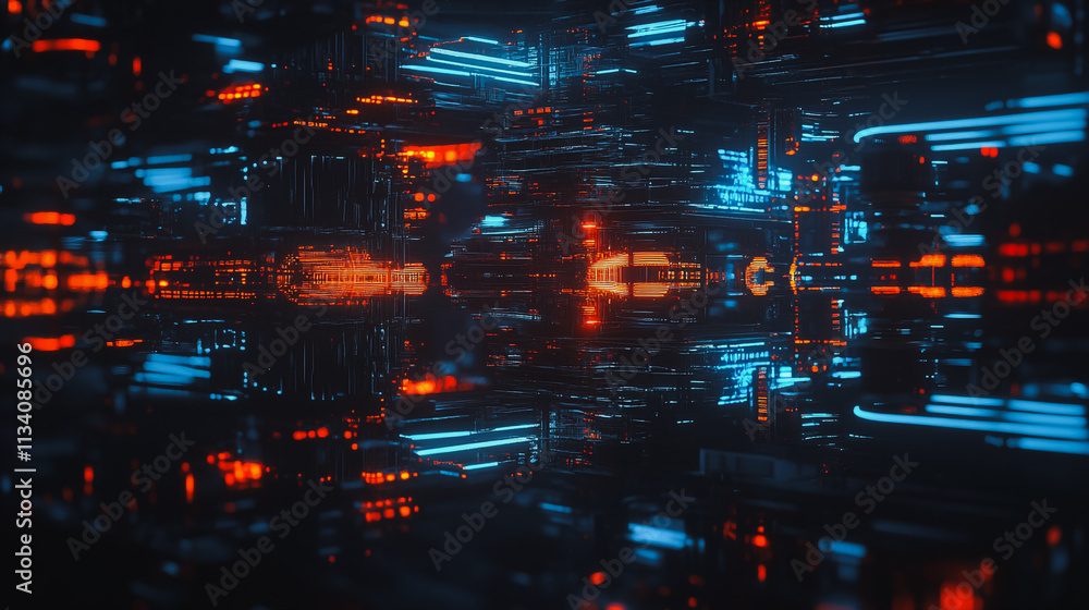 Obraz premium Smart digital Innovation city with connection network reciprocity over the cityscape. of future smart wireless digital city and social media networking systems that connects people with in city
