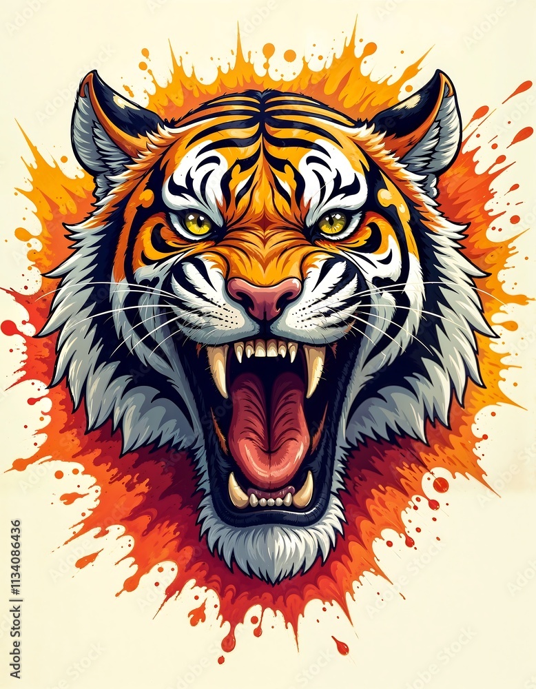 A close up portrait of an angry tiger A close up portrait of an angry tiger