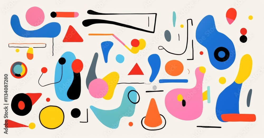 beautiful abstract simple shapes, vector illustration, simple lines, black line art, flat colors, colorful, orange green blue yellow purple red white black beautiful abstract simple shapes, vector illustration, simple lines, black line art, flat colors, colorful, orange green blue yellow purple red white black