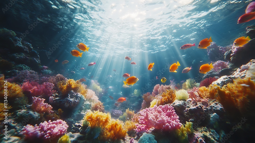 Obraz premium Underwater coral reef exploration ocean natural scene vibrant colors