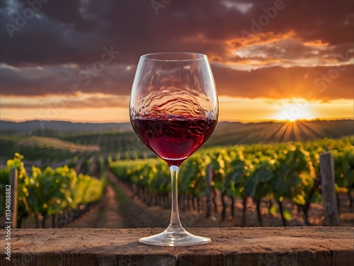 Sunset Vineyard Red Wine Glass