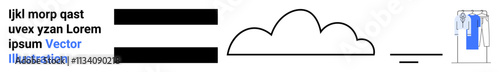 Text segments accompanied by a cloud icon emphasizing cloud storage security, instrumental in data management and safekeeping. Ideal for data security, cloud services, storage solutions, online