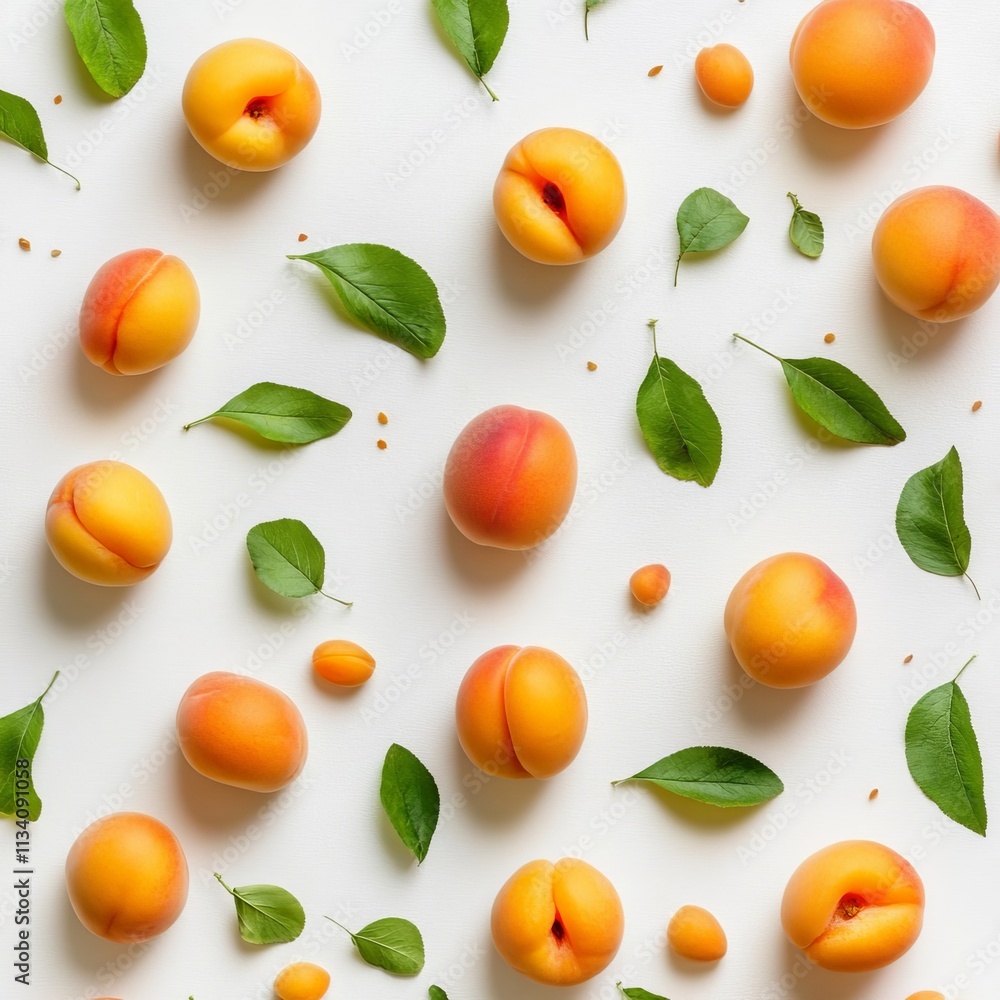 Fresh apricots with leaf on white, close-up. Fresh apricots with leaf on white, close-up.