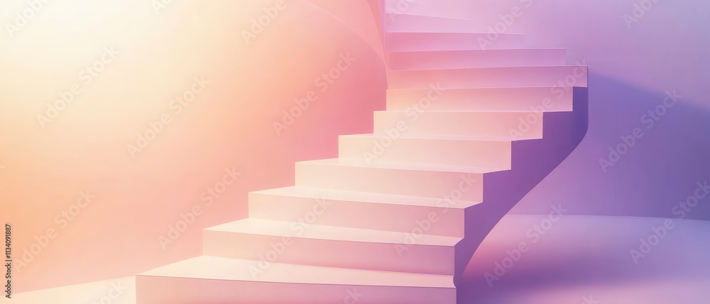 A serene spiral staircase illuminated with soft colors, suggesting elegance and tranquility. A serene spiral staircase illuminated with soft colors, suggesting elegance and tranquility.