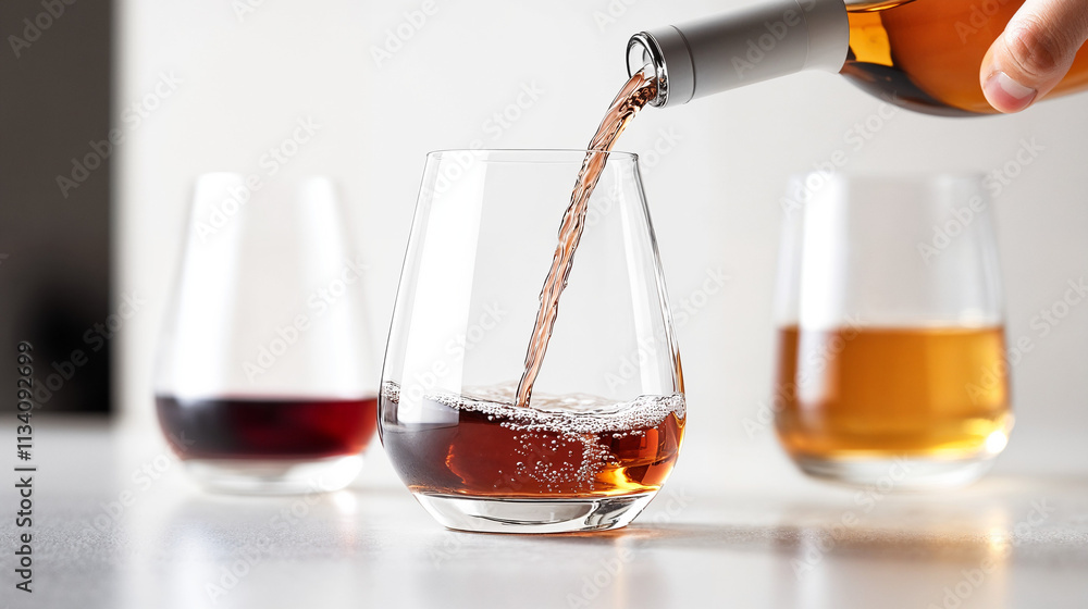 Close-up of wine being poured into glassware for sophisticated dining or restaurant banner and website background Close-up of wine being poured into glassware for sophisticated dining or restaurant banner and website background
