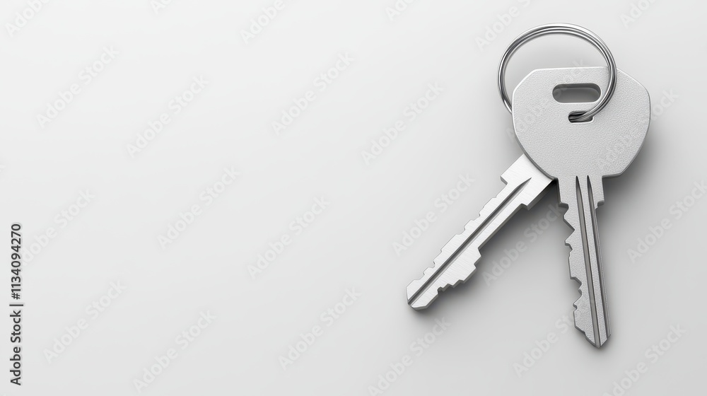 Plain White Background with Flat Keys Lying Down Plain White Background with Flat Keys Lying Down