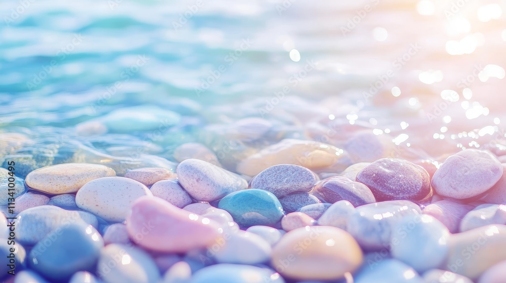 A beach scene with a large number of rocks scattered across the sand A beach scene with a large number of rocks scattered across the sand