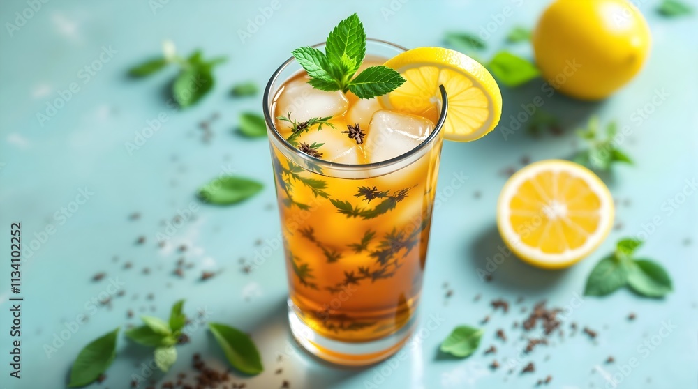 Herbal Iced Tea with Fresh Mint and Lemon Slice (Gluten-Free Cuisine) Herbal Iced Tea with Fresh Mint and Lemon Slice (Gluten-Free Cuisine)