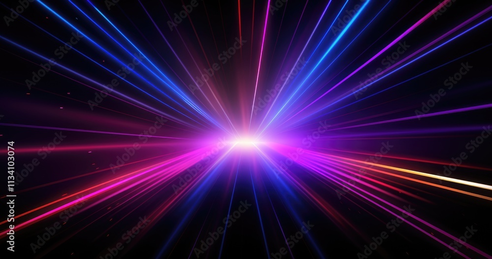 Black background with beautiful neon rays. Vector illustration for graphic design or video cards Black background with beautiful neon rays. Vector illustration for graphic design or video cards