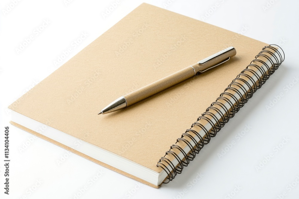 A spiral-bound notebook with a pen resting on top, ideal for note-taking or journaling. A spiral-bound notebook with a pen resting on top, ideal for note-taking or journaling.