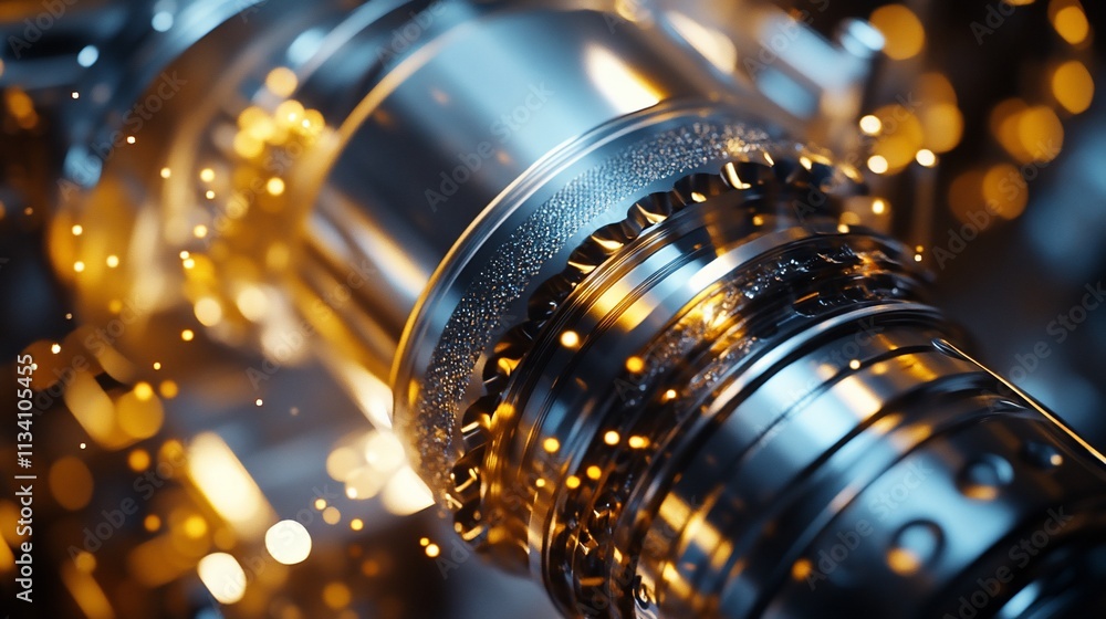 Close-up of a metallic component with sparks, showcasing industrial precision. Close-up of a metallic component with sparks, showcasing industrial precision.