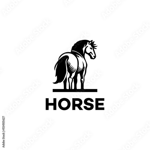 Horse Bold Logo Design Vector