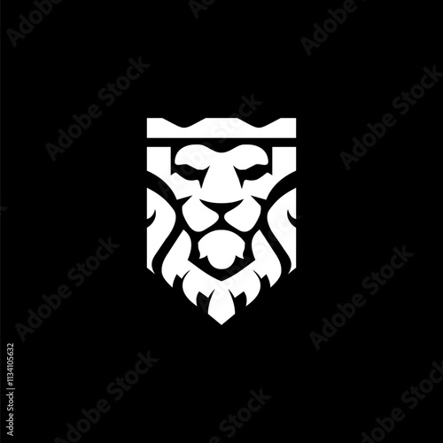 Head Lion Geomatric Logo Design Vector
