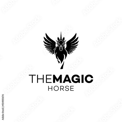 Magic Horse Logo Design Vector Stock