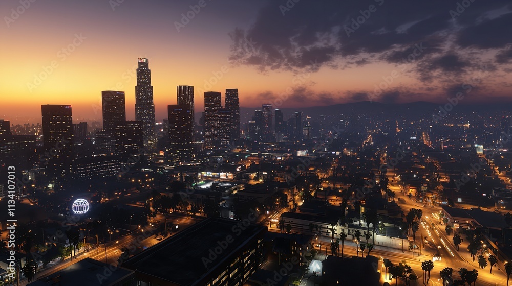 Obraz premium Los Angeles at Night (16K Resolution Ultra Photorealistic)