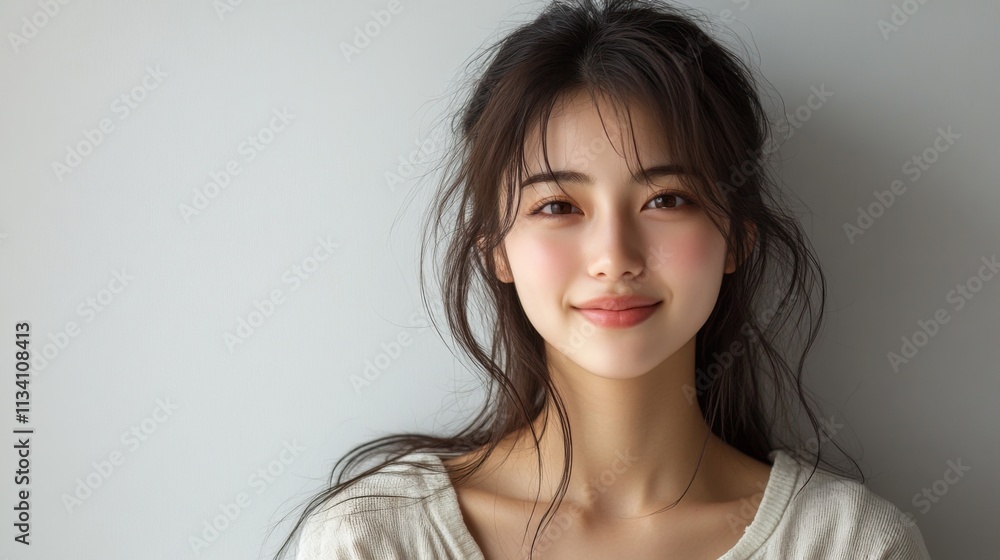 Portrait of a young woman with natural beauty and soft lighting Portrait of a young woman with natural beauty and soft lighting