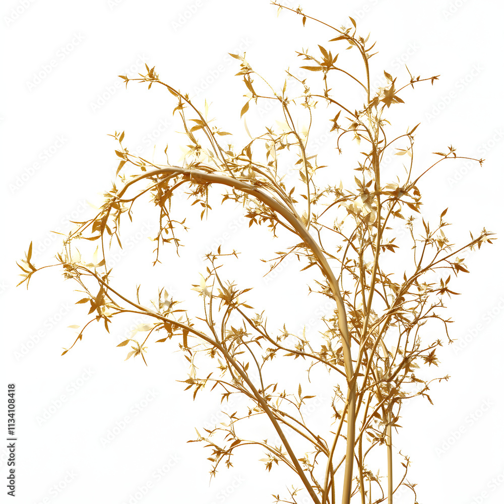 Obraz premium 3D rendered illustration of golden branches/flora isolated on transparent background