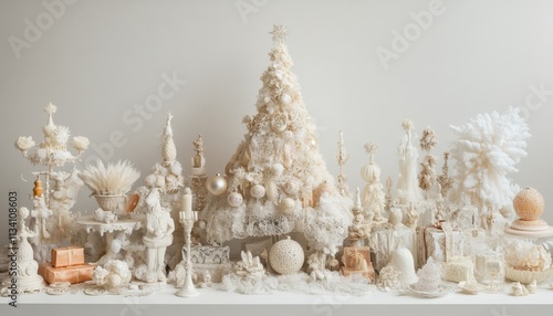 Enchanted White Christmas: A Whimsical Winter Wonderland of Delicate Ornaments and Festive Decor