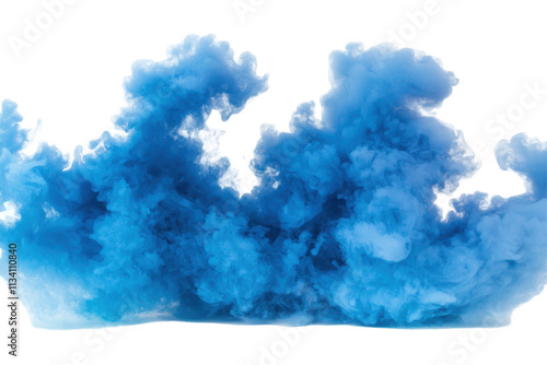 Blue Smoke Billows and Swirls Isolated on PNG Transparent Background