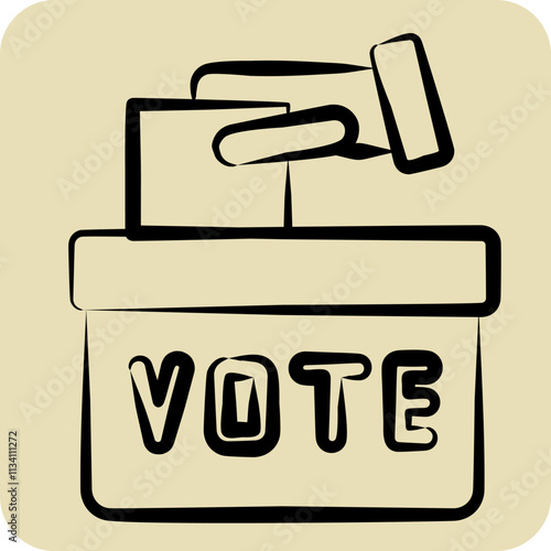 Icon Ballot Box. related to Electiont symbol. hand drawn style. simple design editable