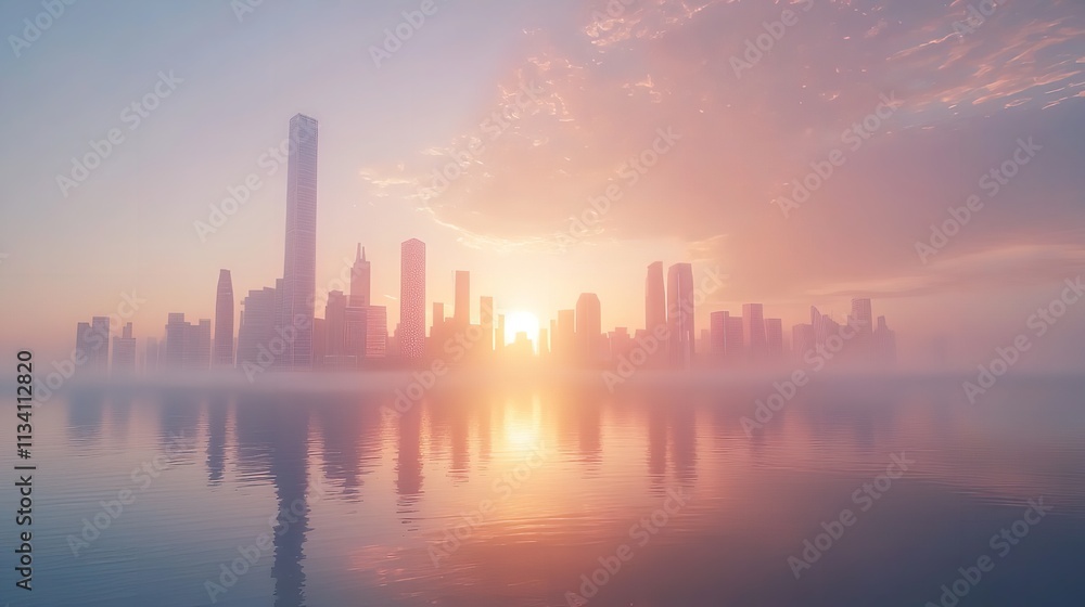 Fototapeta premium Modern Building Exterior: Cityscape Background with Sunlight