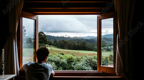 Single person gazing thoughtfully through a window, reflecting on solitude and introspection, capturing the essence of personal contemplation and inner peace. Free Download Single person gazing thoughtfully through a window, reflecting on solitude and introspection, capturing the essence of personal contemplation and inner peace. - GFXLoad