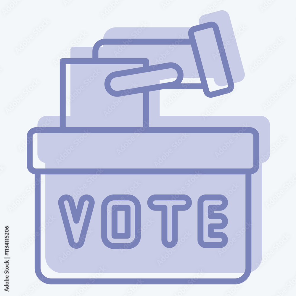 Icon Ballot Box. related to Electiont symbol. two tone style. simple design editable Icon Ballot Box. related to Electiont symbol. two tone style. simple design editable