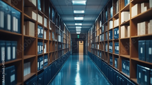 A hospital s luxurious record room  designed for storing both physical and digital patient files.