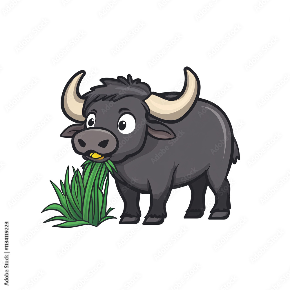 a cartoon of a buffalo eating grass a cartoon of a buffalo eating grass