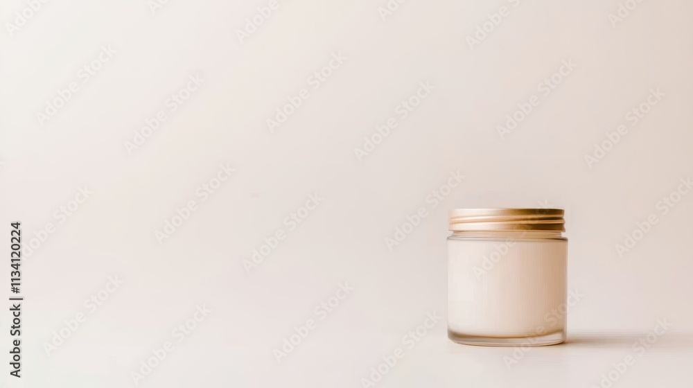 Minimalist glass jar with golden lid Minimalist glass jar with golden lid