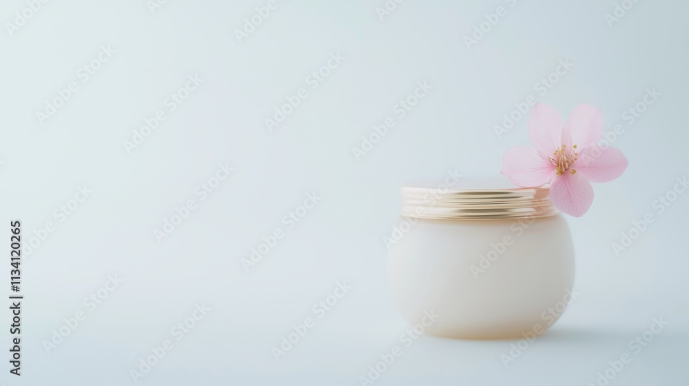 Elegant skincare jar with cherry blossom Elegant skincare jar with cherry blossom