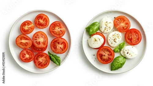 Caprese Salad on White Plates