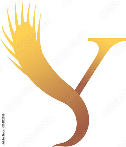 Y Letter Logo. Couffeur, Hair and Beauty. Golden.