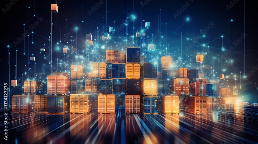 Fototapeta premium Innovative logistics systems harnessing data and automation to optimize warehouse efficiency and streamline supply chain management in real time