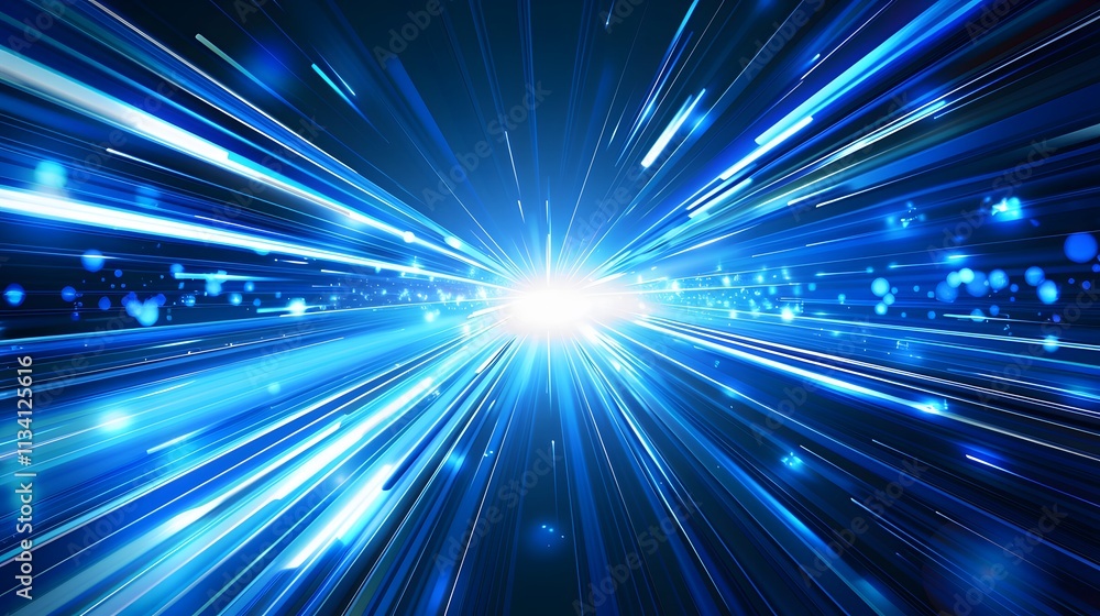 Abstract blue glowing lines background with bright light in the center. Abstract blue glowing lines background with bright light in the center.