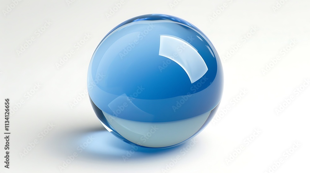 A single blue sphere reflecting its surroundings, isolated against a solid white background A single blue sphere reflecting its surroundings, isolated against a solid white background