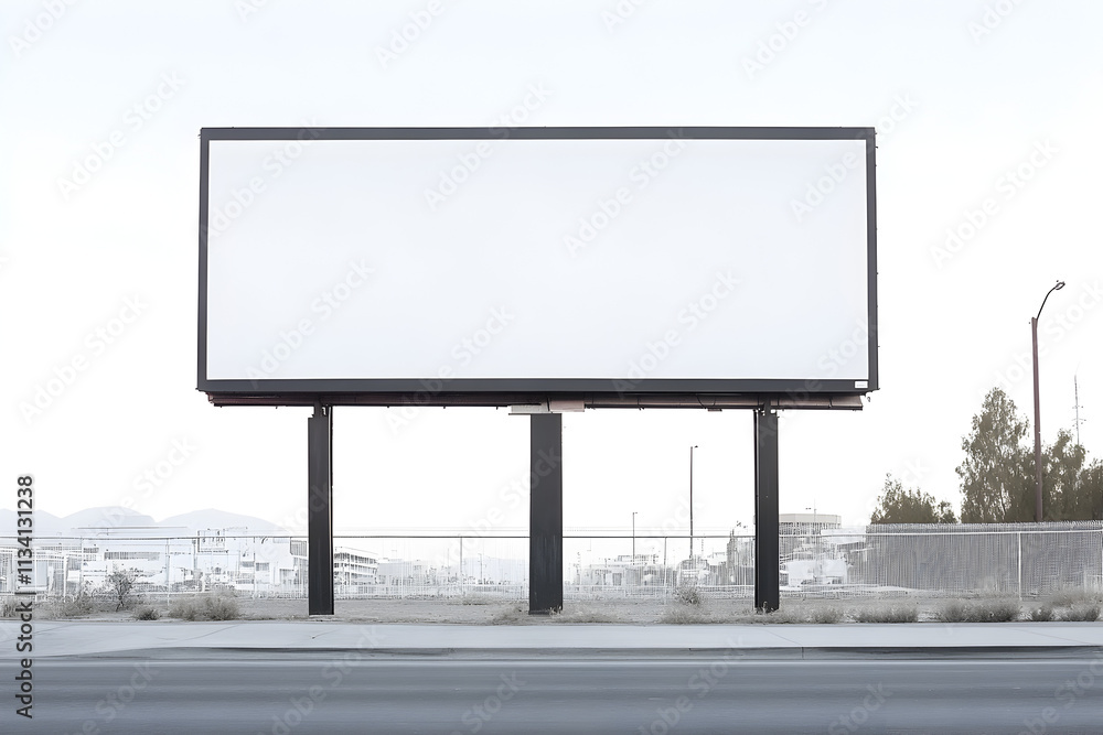 Obraz premium brand new blank billboard, front view, white background