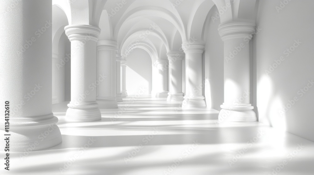 Minimalist 3D design of a white empty room with a tunnel interior. The sleek, futuristic structure emphasizes clean lines and modern architectural aesthetics. Minimalist 3D design of a white empty room with a tunnel interior. The sleek, futuristic structure emphasizes clean lines and modern architectural aesthetics.
