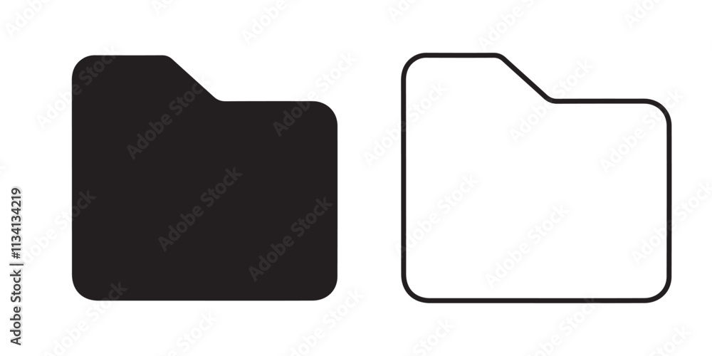 Simple Folder Icon set Black and White vector on white background Simple Folder Icon set Black and White vector on white background