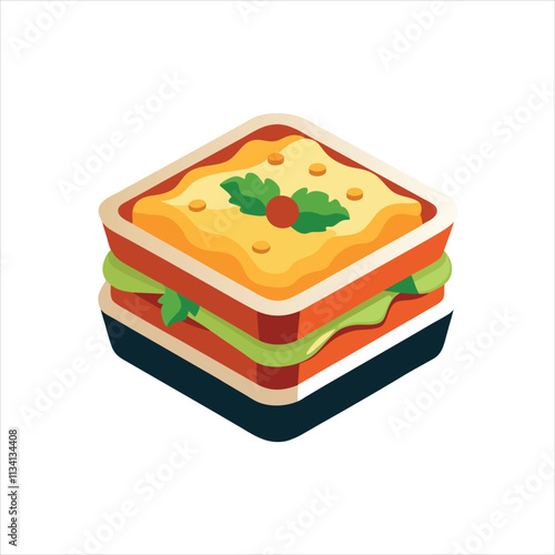 Creative Lasagna Dish Vector for Food Branding and Packaging Design