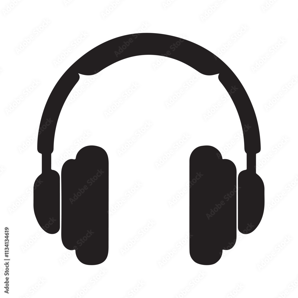 Headphone silhouette icon vector on white background Headphone silhouette icon vector on white background