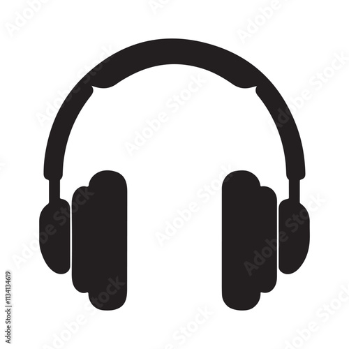 Headphone silhouette icon vector on white background 
