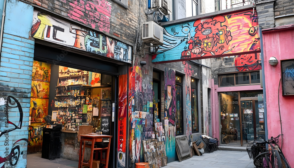 Obraz premium Vibrant Graffiti Alley Art Gallery in China