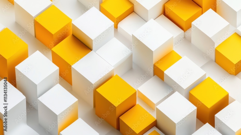 Fototapeta premium Abstract Pattern of White and Yellow Cubes