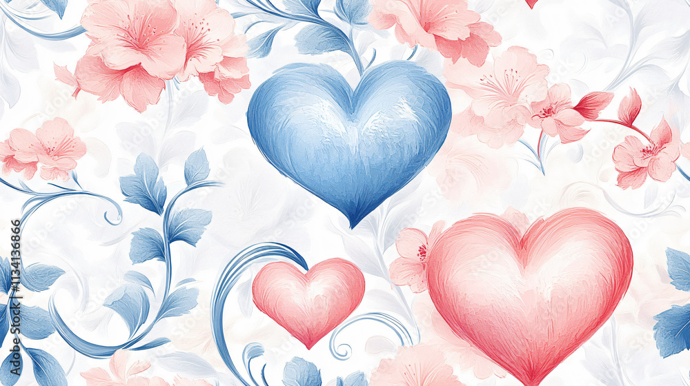 Enchanting Valentine Seamless Pattern in Pastel Tones with Layered Hearts and Delicate Florals for Romantic Designs Enchanting Valentine Seamless Pattern in Pastel Tones with Layered Hearts and Delicate Florals for Romantic Designs