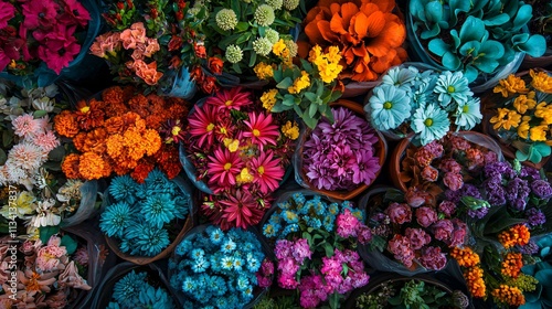 Wallpaper Mural Vibrant flower market showcase urban city nature photography bright colorful environment aerial perspective floral diversity Torontodigital.ca